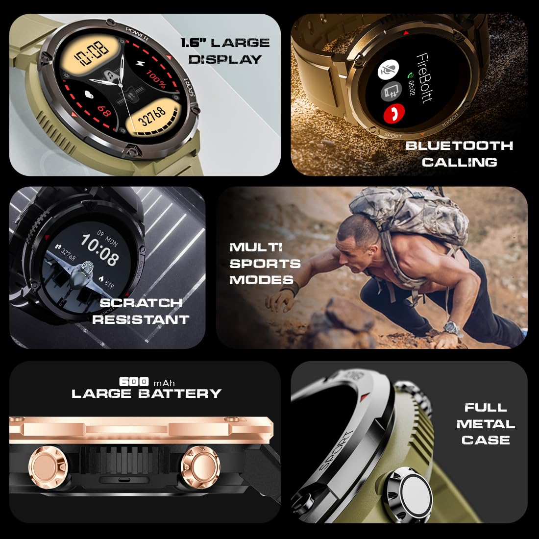 Fire-Boltt Armour, Sporty Rugged Outdoor Smart Watch with a 1.6