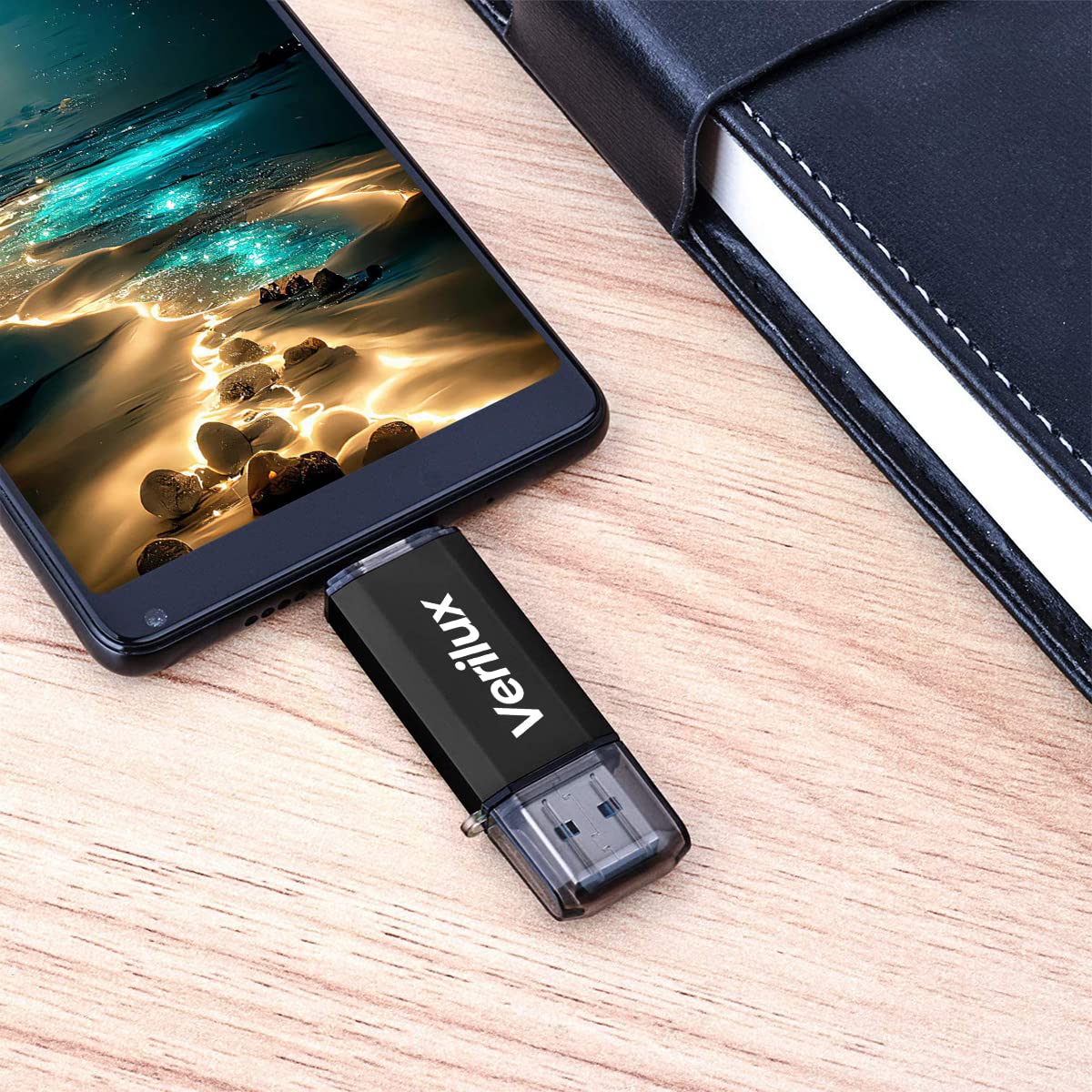 Verilux? Pendrive 64GB Flash Drive 2 in 1 with USB A 3.0, USB C Interface OTG Pendrive Type C Pendrive Portable USB 3.0 Pendrive for MacBook Air/Pro, Android Mobile Phone, Pad, Laptop Computer