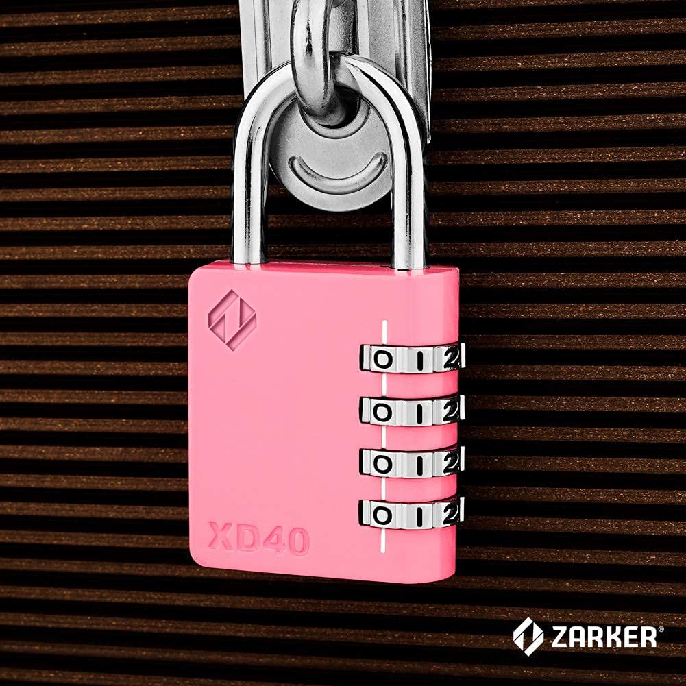 [ZARKER XD40] 4 Digit Combination Lock for Gym,Sports&Family use Locker (Pink)