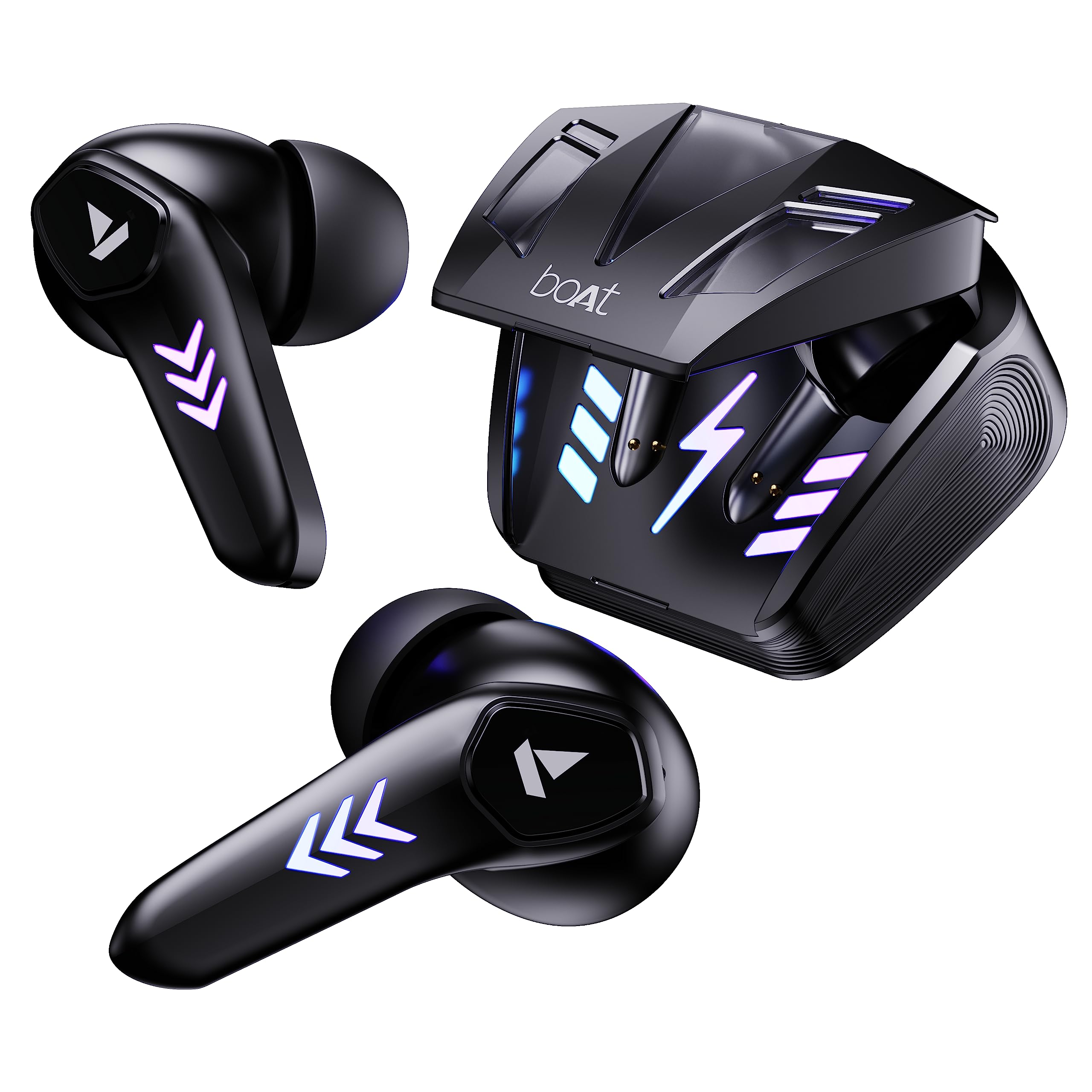 boAt Airdopes 190 TWS Earbuds with Beast? Mode(50ms) for Gaming, 40H Playtime, Breathing LEDs, Quad Mics ENx? Tech, ASAP? Charge & BTv5.3(Black Sabre)