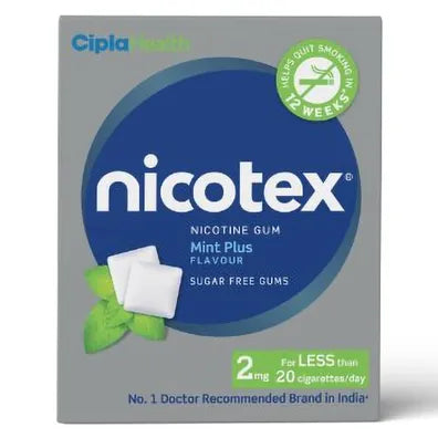 Nicotex 2 mg Sugar Free Mint Plus Flavour , 12 Count