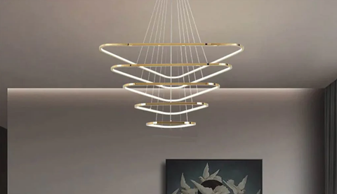 Lustre LED triangulaire en acier inoxydable