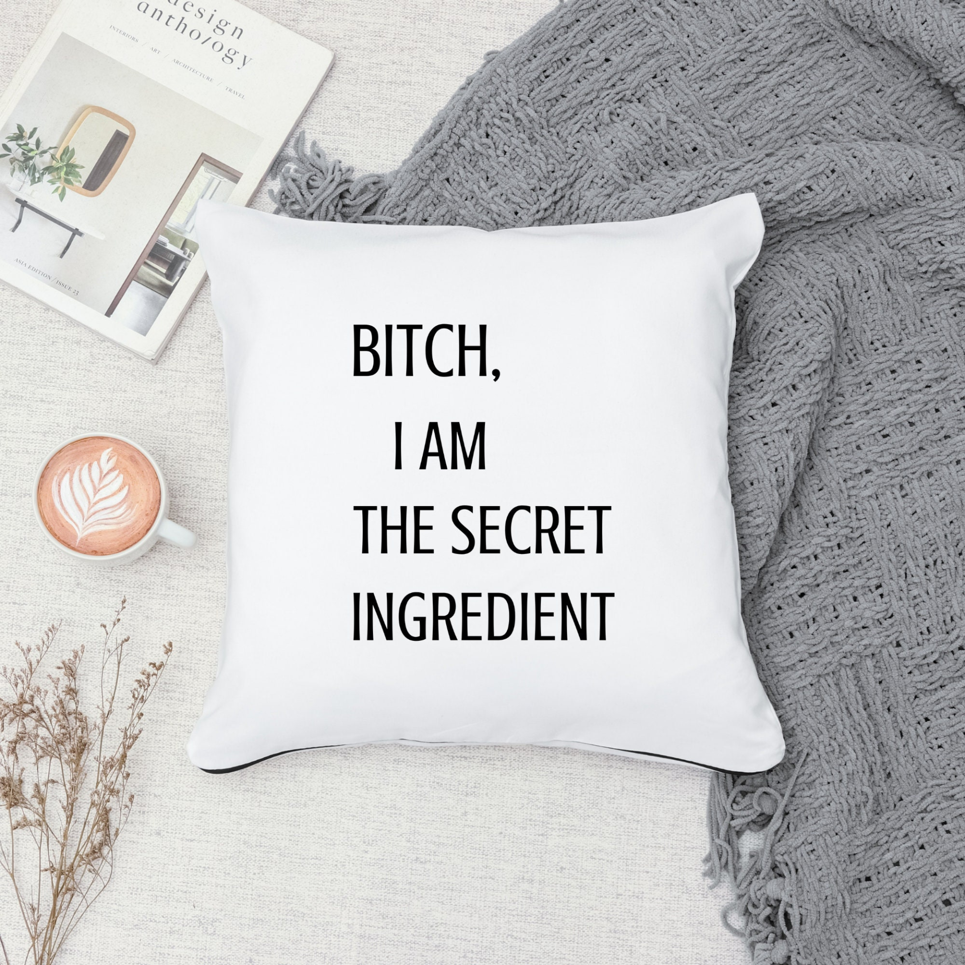 Funny Sarcastic Accent Pillow Cover with Quote, Couch Throw Pillowcase in Two Sizes Gift for Cook, Housewarming Gift Living Room or Bedroom