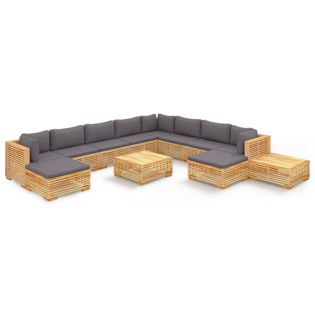 vidaXL 12 Piece Patio Lounge Set with Cushions Solid Wood Teak