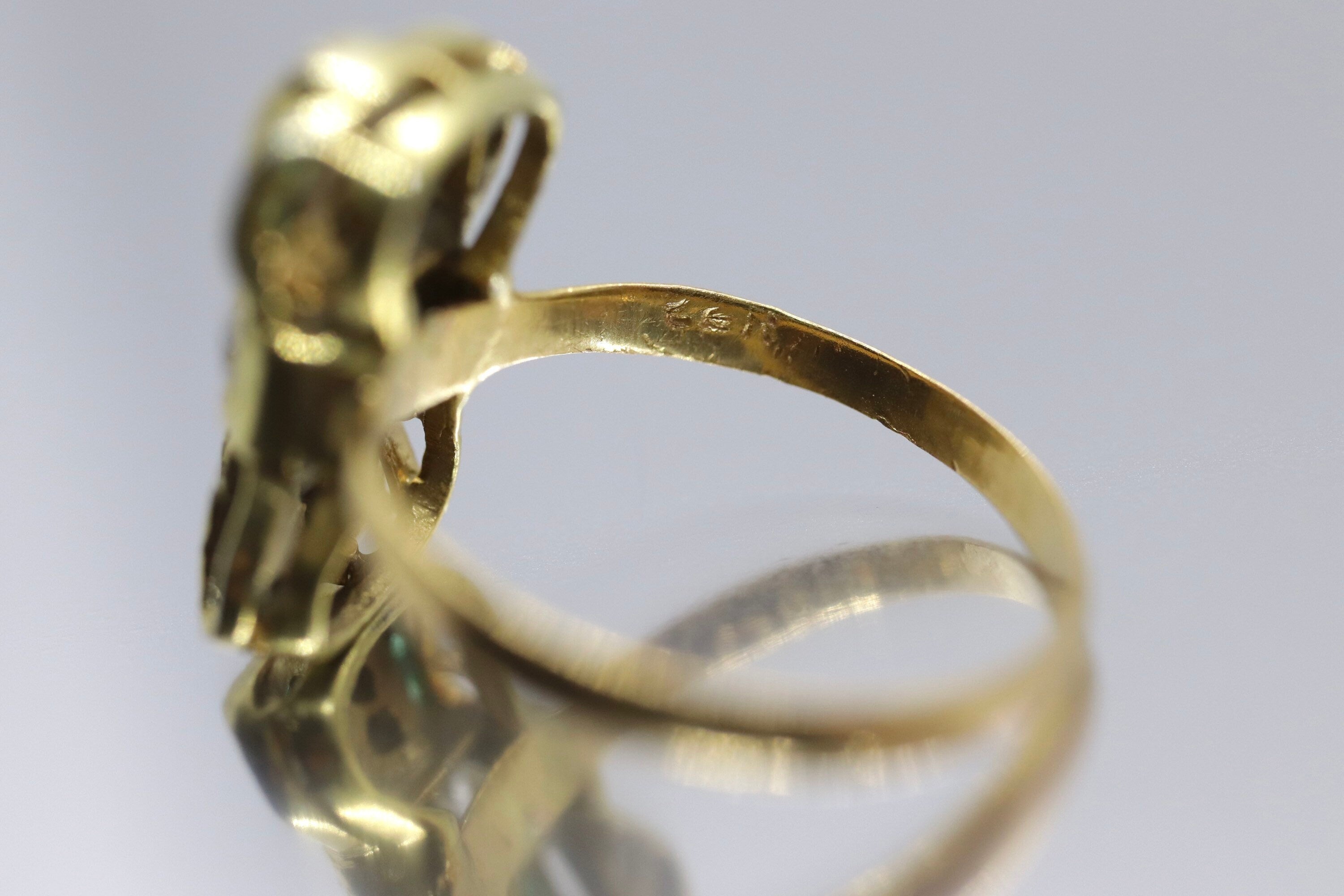 22k/10k Diamond Emerald Bow Tie Ring.