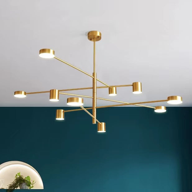 Staggered Brass Led 6/10-Lights Chandelier For Dining Room Or Bedroom