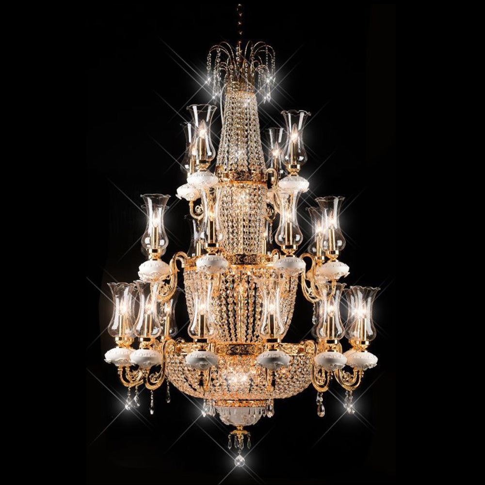 Luxury Empire Multi-tiered Crystal Chandelier for Staircase/Foyer/Villa/Hotel