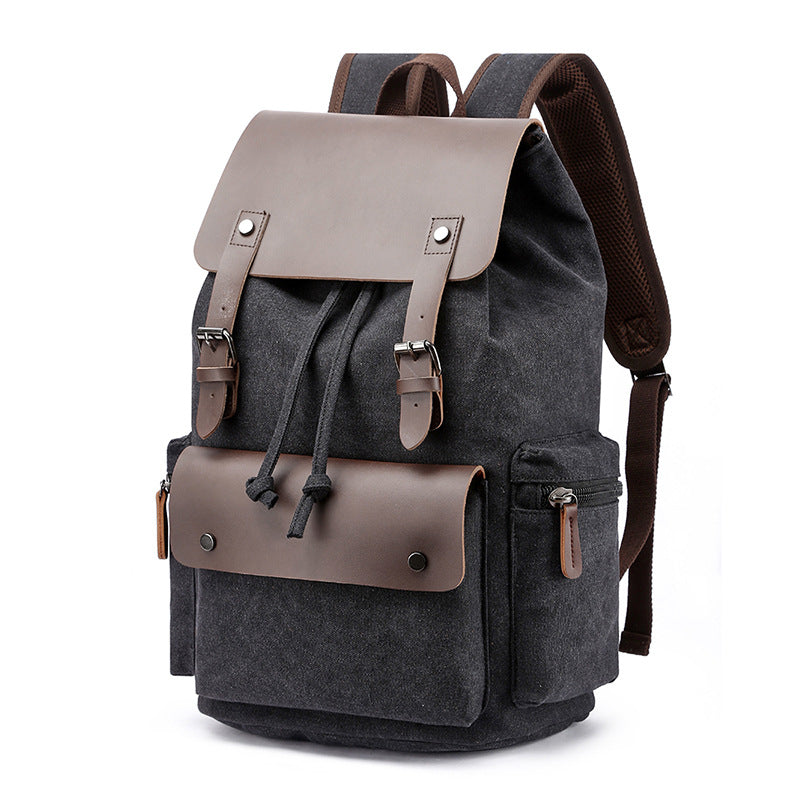 Leather Canvas Backpack 20-35L