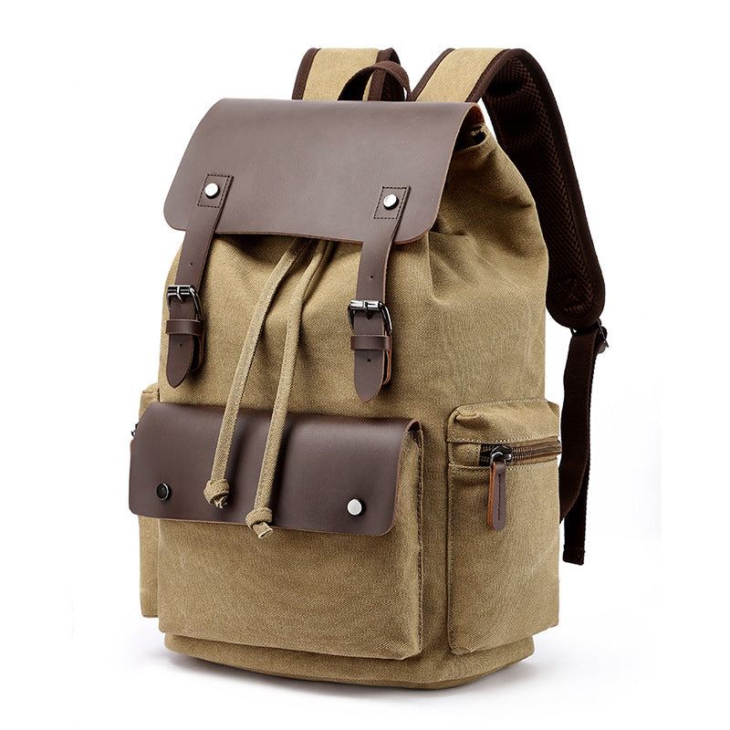 Leather Canvas Backpack 20-35L