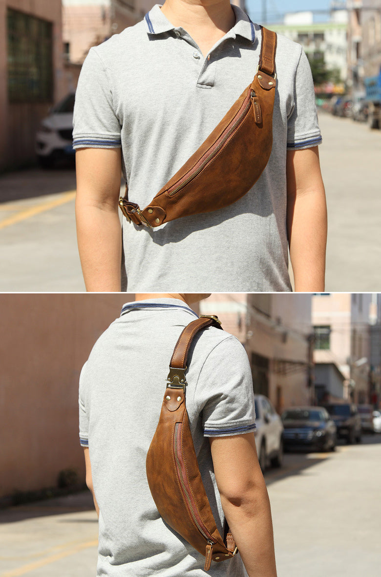 Vintage Leather Fanny Pack For Men Women Homjou