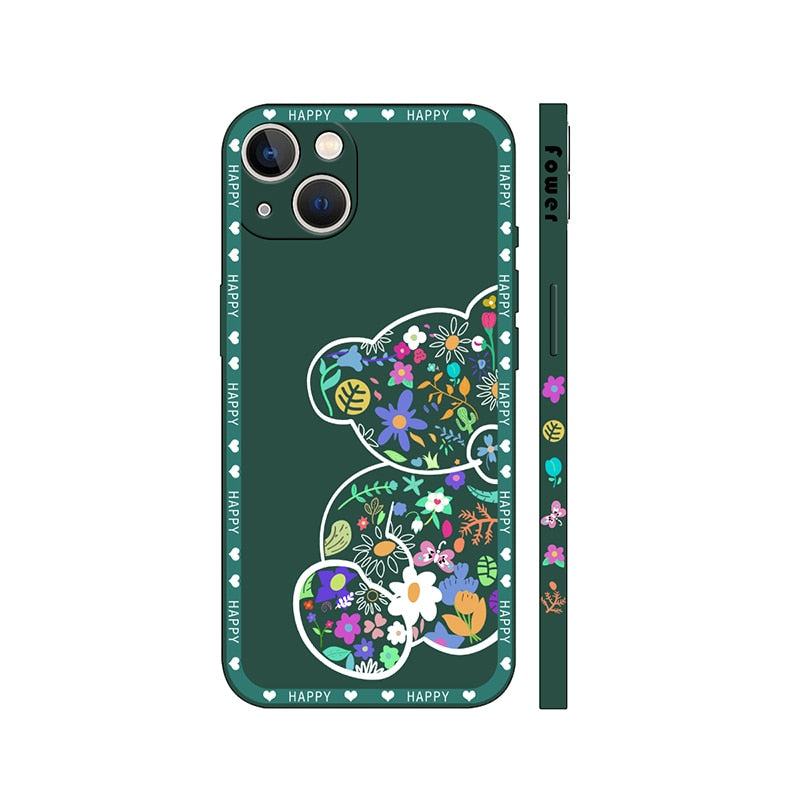 Cute Flower Bear Silicone Case For Samsung