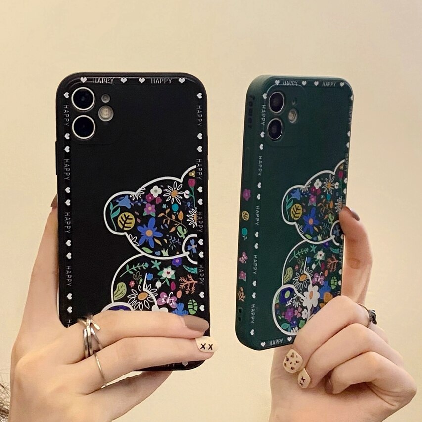 Cute Flower Bear Silicone Case For Samsung
