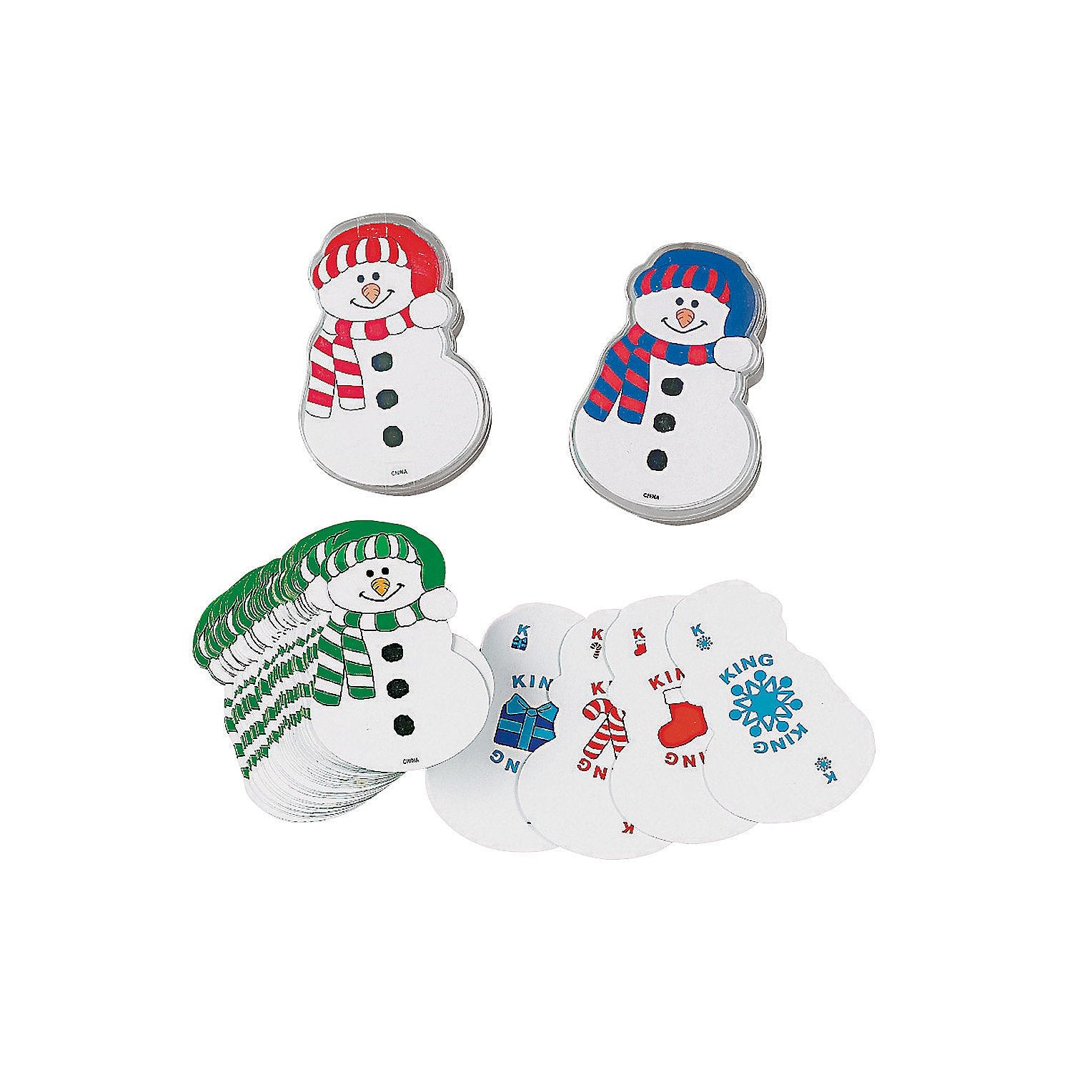 Fun Express Snowman Shaped Playing Cards - 12 Decks per Set - Christmas Games, Toys, and Stocking Stuffers