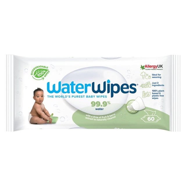 WaterWipes Baby Wipes Sensitive Weaning Biodegradable 60 Wipes 60 per pack