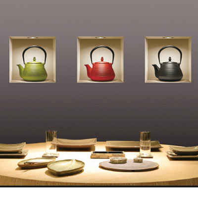 3D Effect Teapot Wall Decal