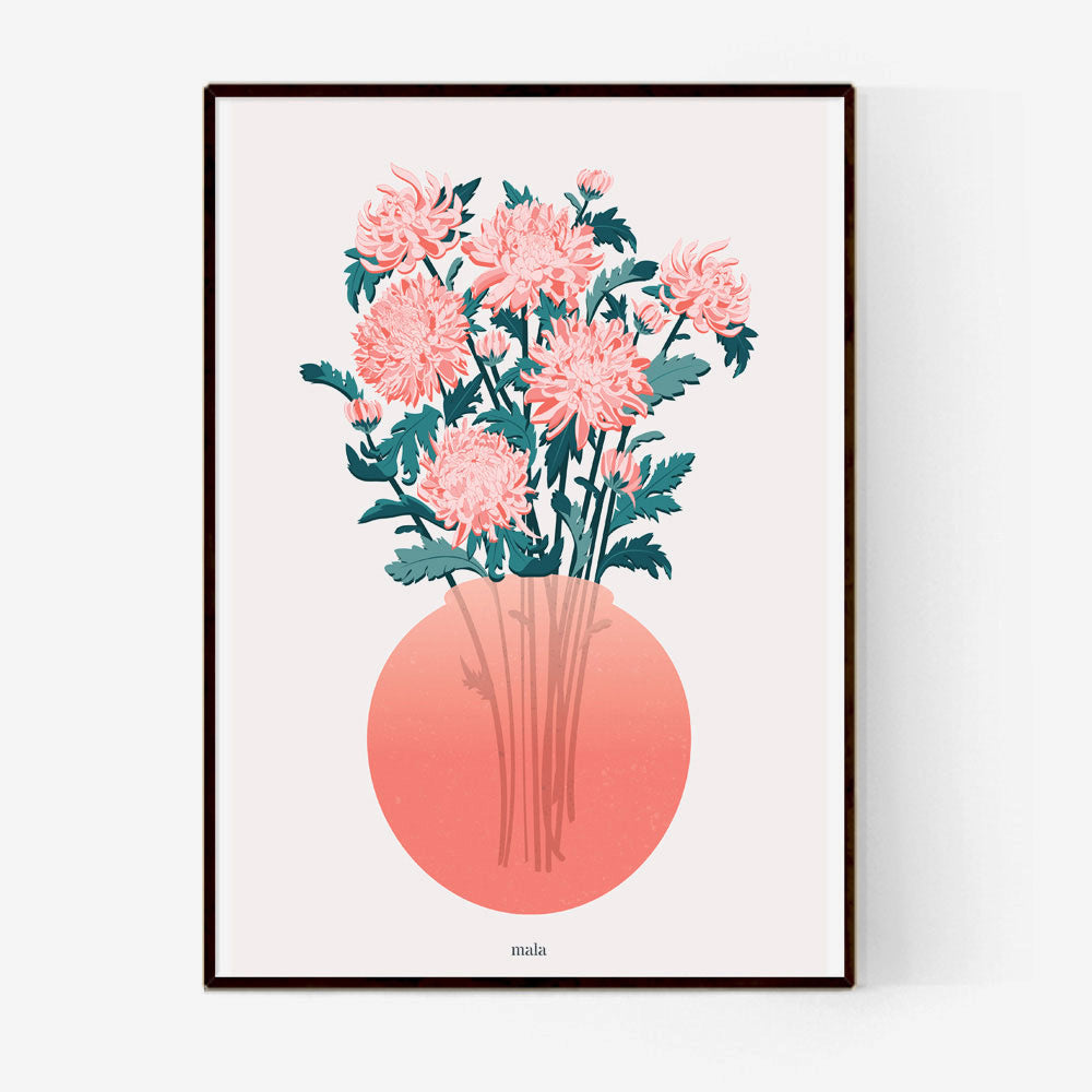 Japanese Flowers In a Vase Art Print