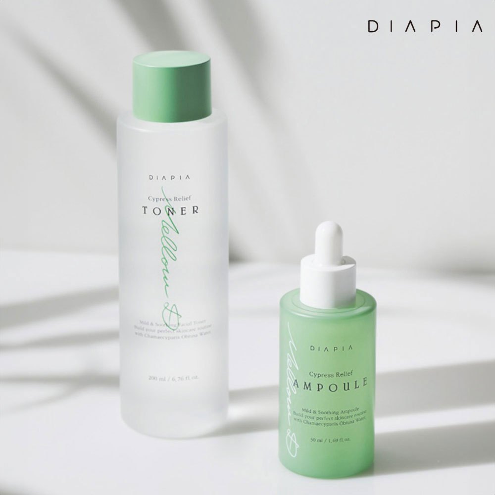 DIAPIA [SET] Cypress Relief Facial Toner 200ml + Serum 50ml Soothing Hypoallergenic Moisturizing Elasticity Balance