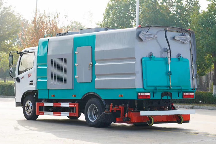 Dongfeng 4x2 road vacuuming truck 1 square water tank 4 square dustbins