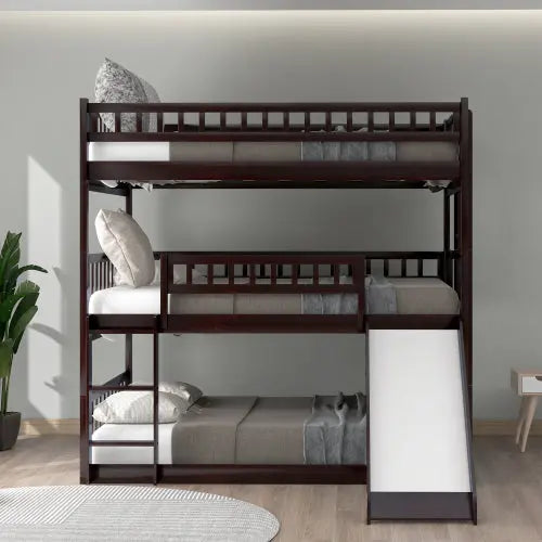 Bellemave Full Size Triple Bed with Built-in Ladder and Slide