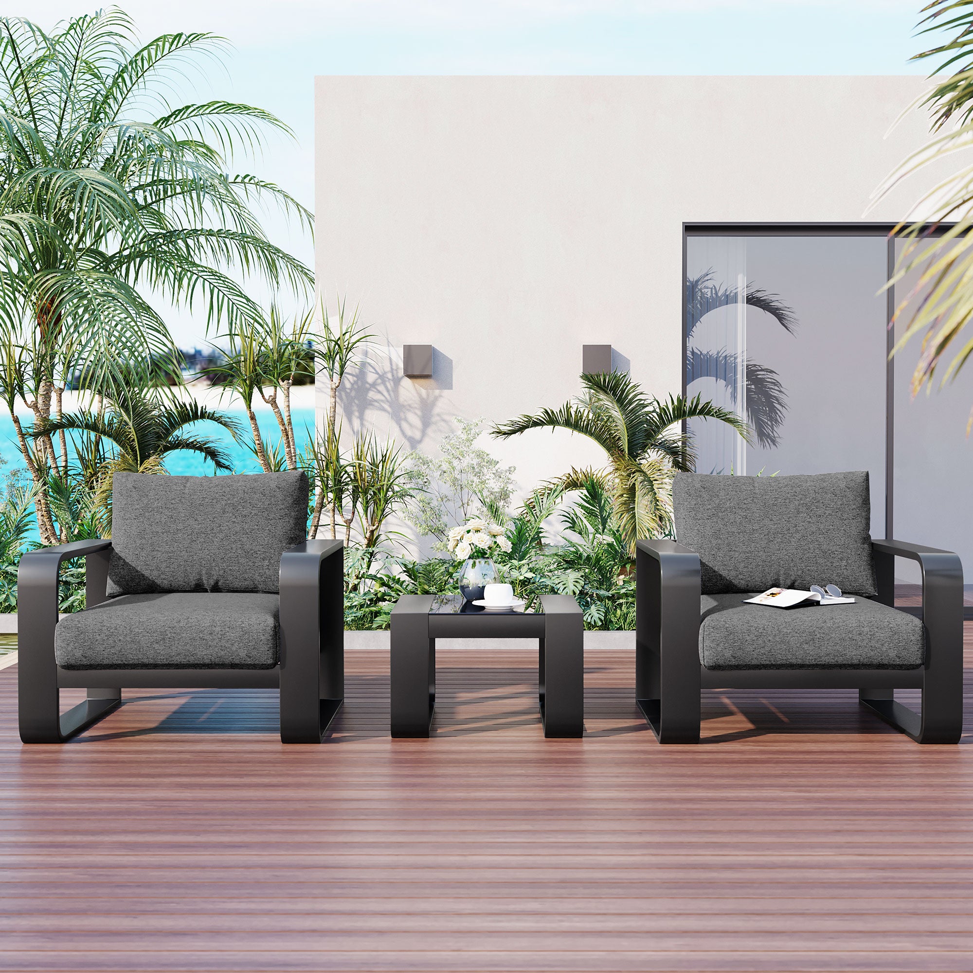 Bellemave? 3-Pieces Aluminum Frame Patio Furniture with 6.7