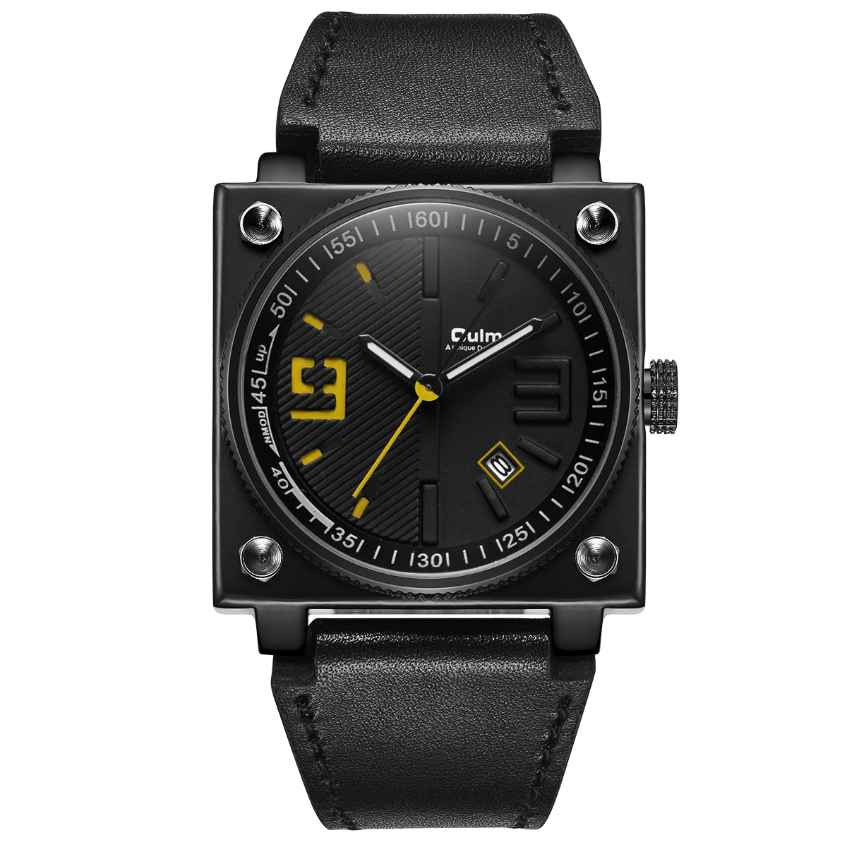 Stylish leather square quartz watch W22HP88055