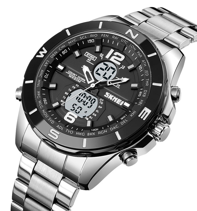 New steel band dual display electronic watch W2316870