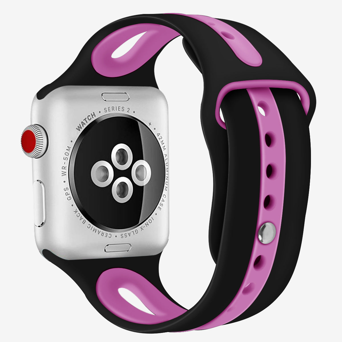 Two-tone silicone perforated wristband for iwatch W24CAW818
