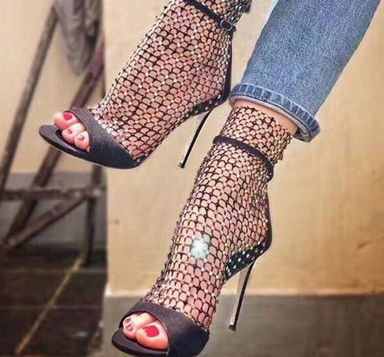 Glitter Gladiator Air mesh Sexy Sandals Shoes Woman