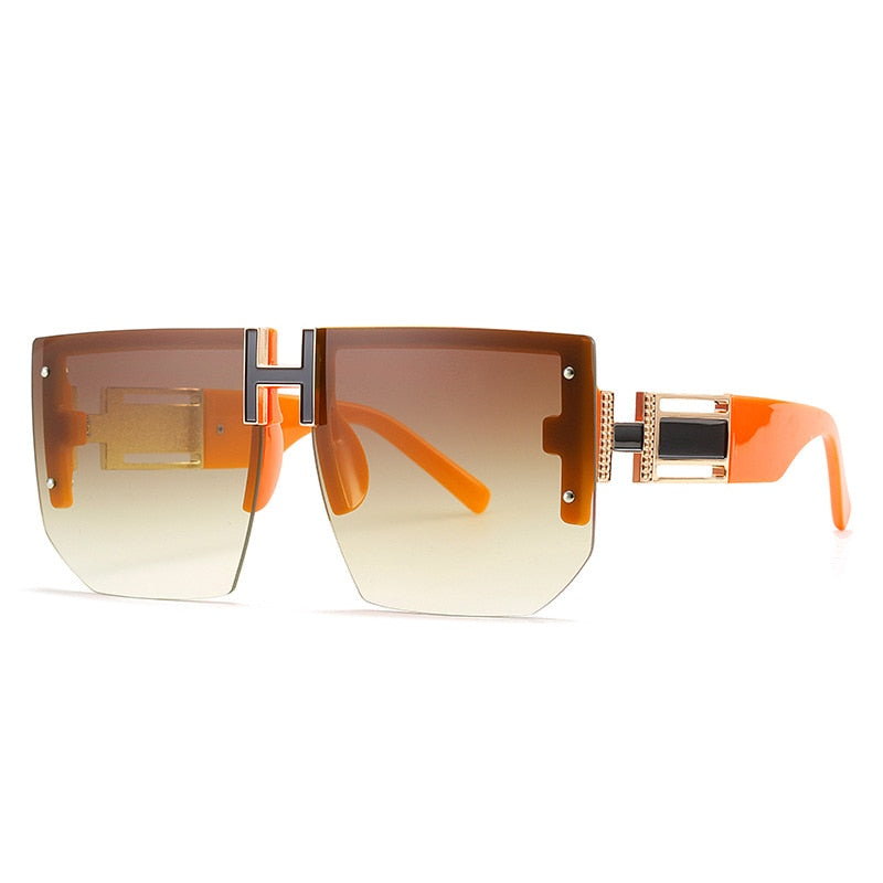 Luxury Brand Designed Rimless Oversized Sunglasses Women Men Fashion