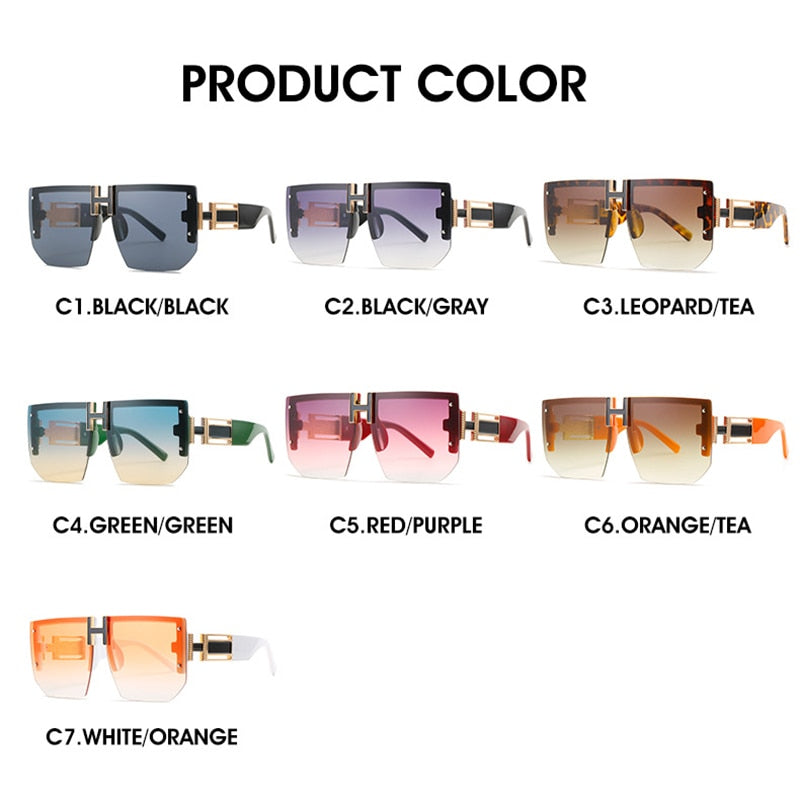 Luxury Brand Designed Rimless Oversized Sunglasses Women Men Fashion