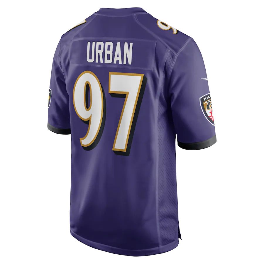 B.Ravens #97 Brent Urban Purple Game Player Jersey Stitched American Football Jerseys 1239