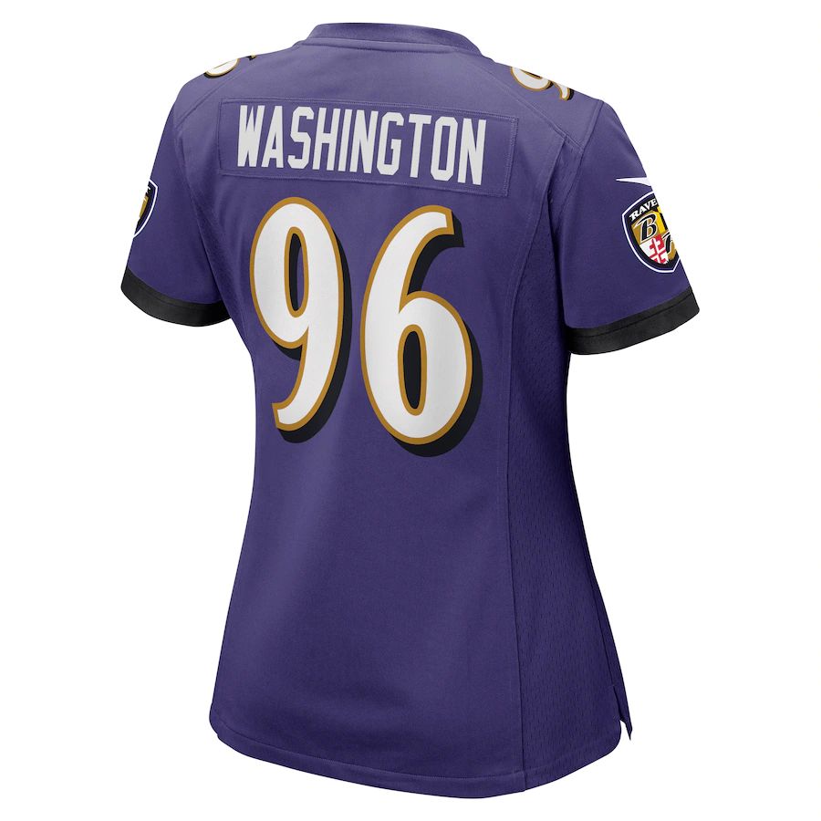 B.Ravens #96 Broderick Washington Purple Game Jersey Stitched American Football Jerseys 1238