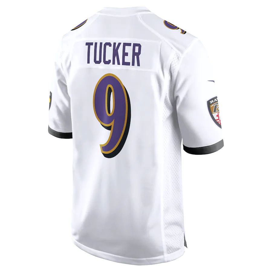 B.Ravens #9 Justin Tucker White Game Jersey Stitched American Football Jerseys 1231