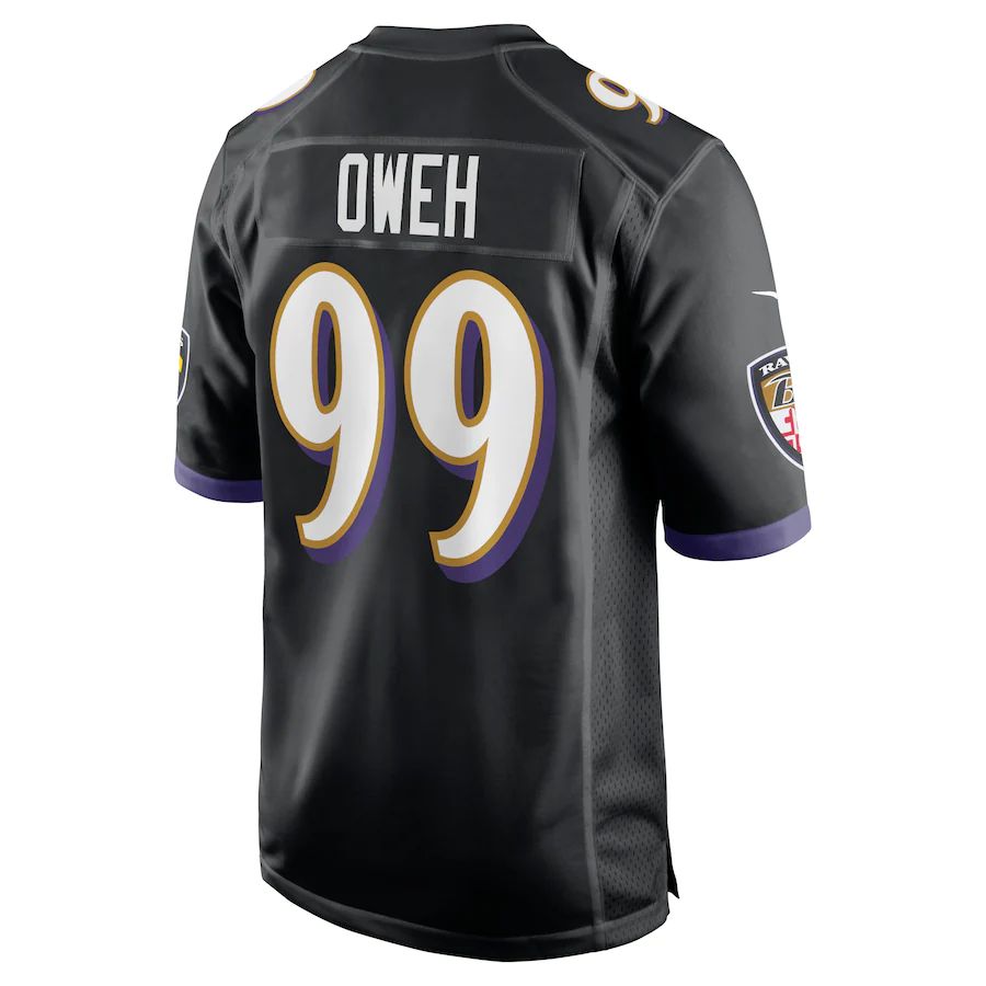 B.Ravens #99 Odafe Oweh Black Game Jersey Stitched American Football Jerseys 1241