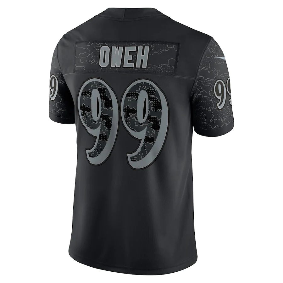 B.Ravens #99 Odafe Oweh Black RFLCTV Limited Jersey Stitched American Football Jerseys 1242