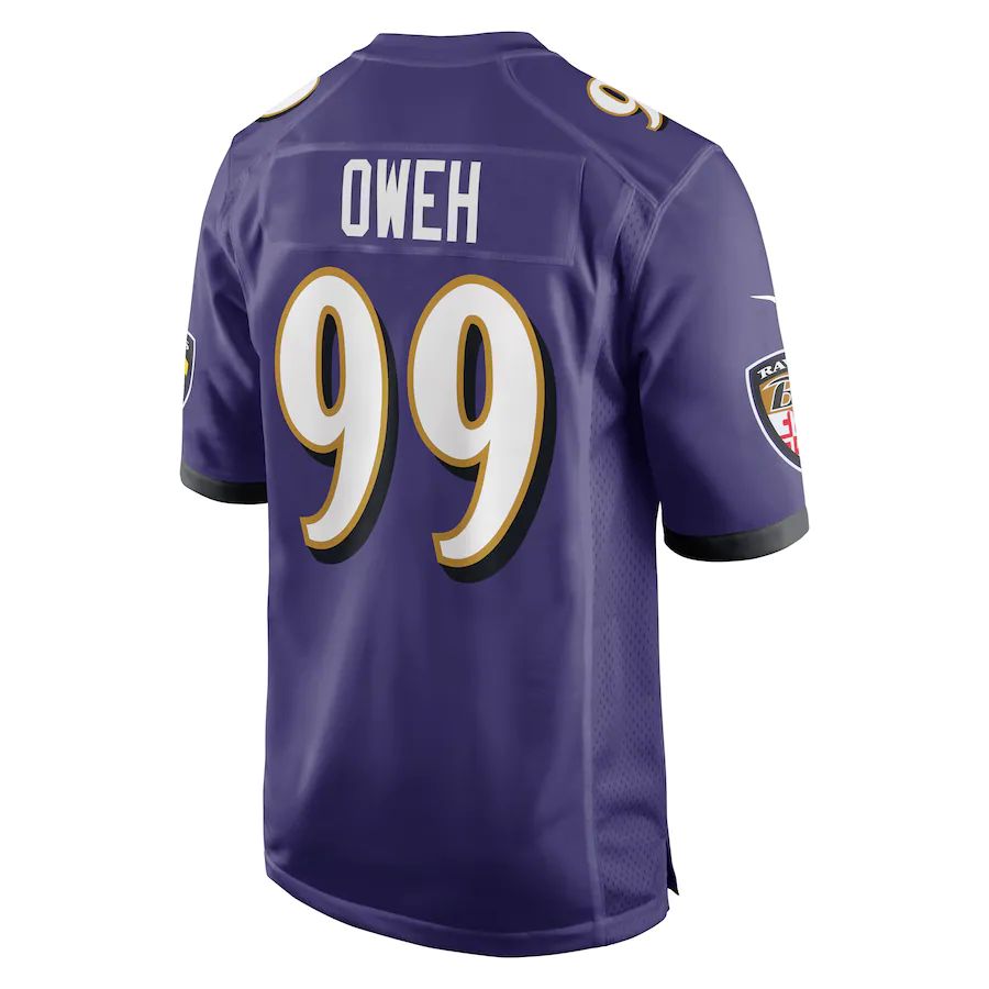 B.Ravens #99 Odafe Oweh Purple Game Jersey Stitched American Football Jerseys 1243