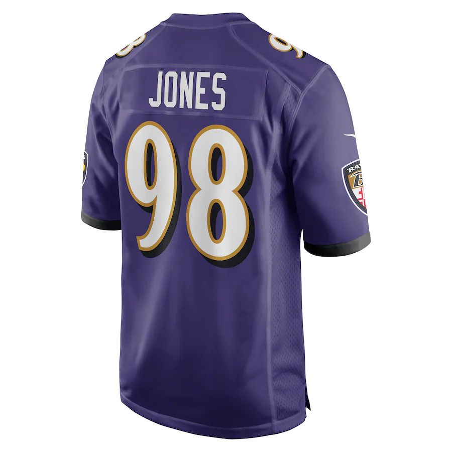 B.Ravens #98 Travis Jones Purple Player Game Jersey Stitched American Football Jerseys 1240