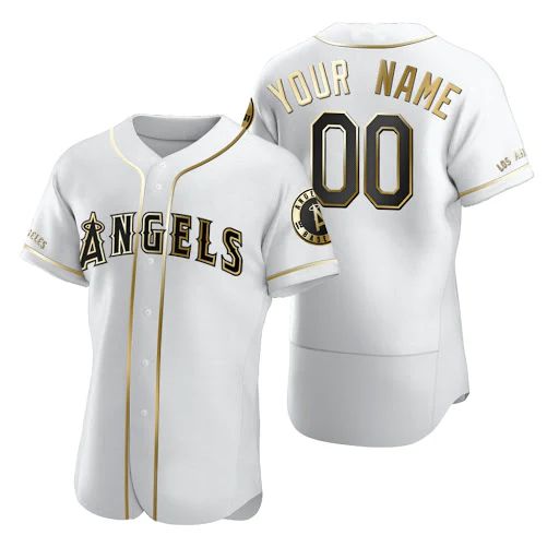 Baseball Jerseys Custom Los Angeles Angels Jersey Golden Edition White Stitched Any Name And Number 1406