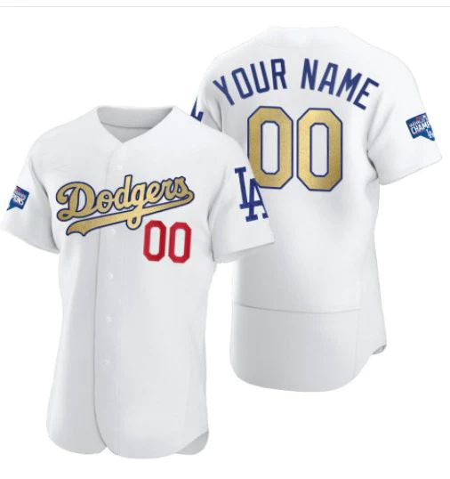 Baseball Jerseys Custom Los Angeles Dodgers Champion White Jersey Stitched Any Name And Number 1414