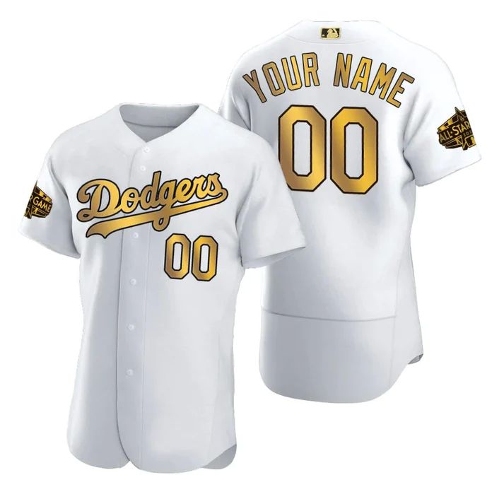 Baseball Jerseys Custom Los Angeles Dodgers White Gold 2022 All Star Game Stitched Jerseys Elite 1446