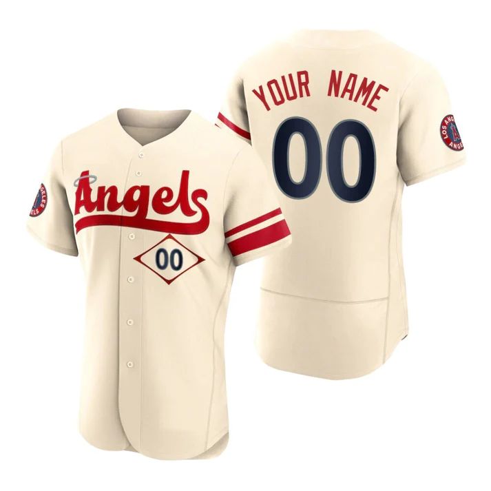 Baseball Jerseys Custom Los Angeles Angels Men  Cream Stitched 2022 City Connect Jersey 1407