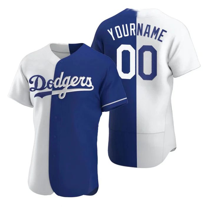 Baseball Jerseys Custom Los Angeles Dodgers White Blue Jersey Stitched Baseball Split Jerseys 1444