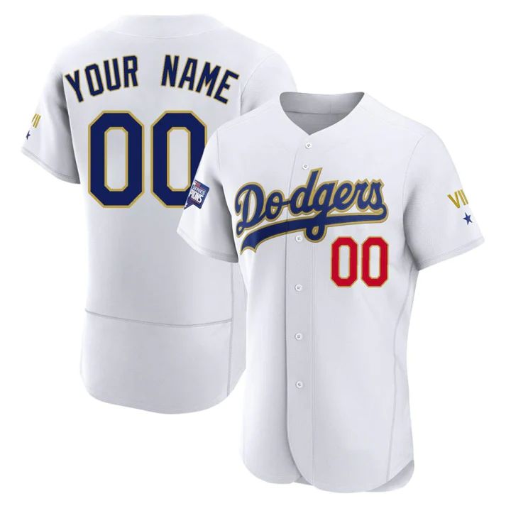 Baseball Jerseys Custom Los Angeles Dodgers White Gold Program Stitched Baseball Jersey 1447