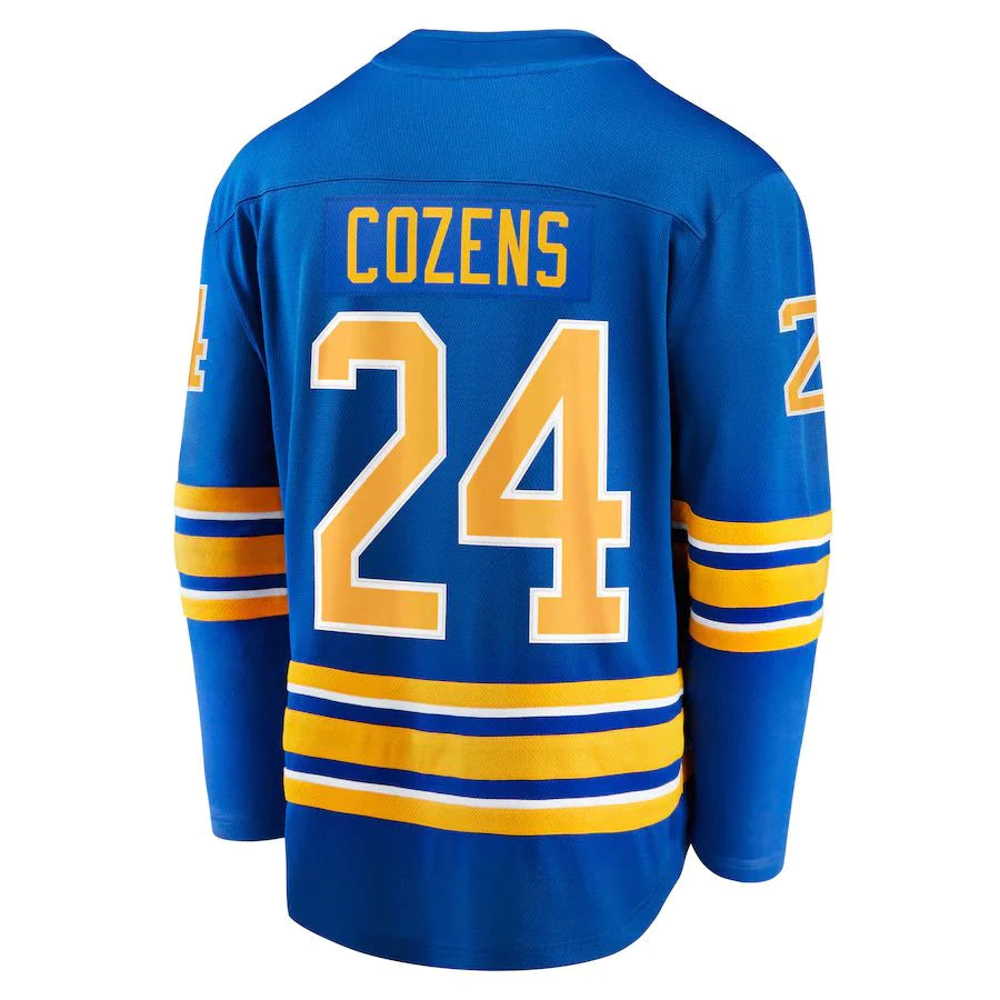 B.Sabres #24 Dylan Cozens Fanatics Branded Home Breakaway Player Jersey Royal Stitched American Hockey Jerseys 1261