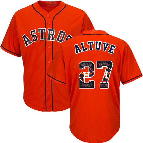 Baseball Houston Astros 27 Jose Altuve Jerseys Orange Team Logo Fashion Stitched Men's Jersey 1321