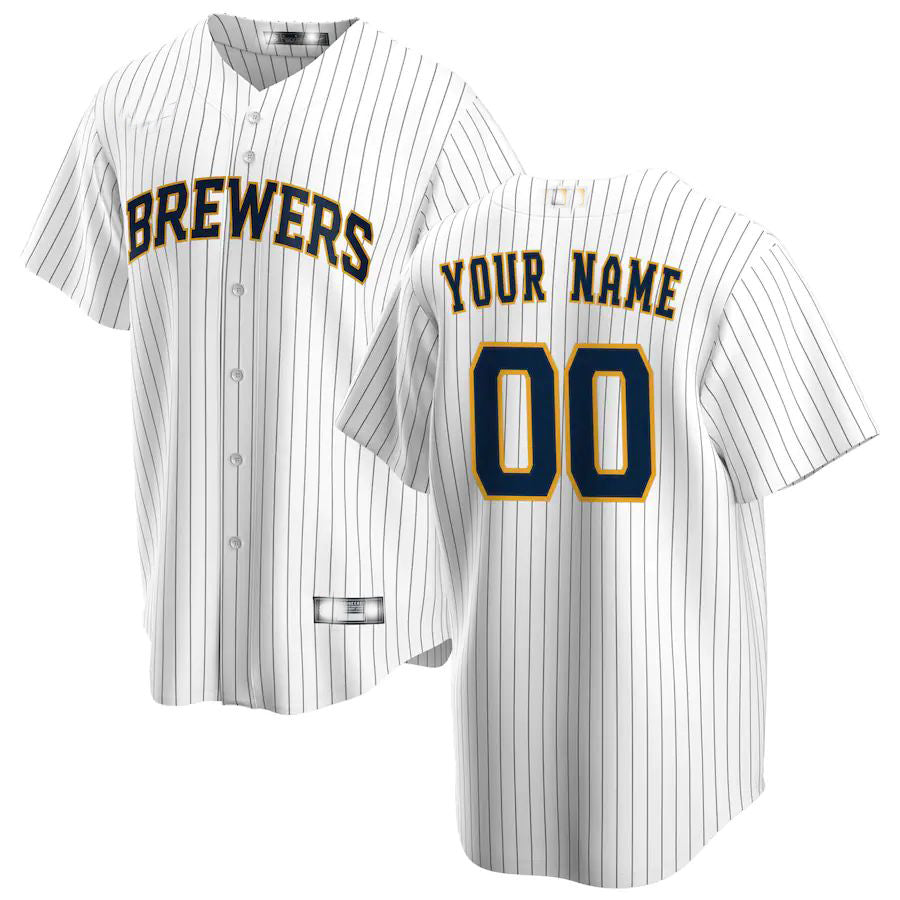 Baseball Jerseys Custom Milwaukee Brewers White Alternate Replica Custom Jersey 1457