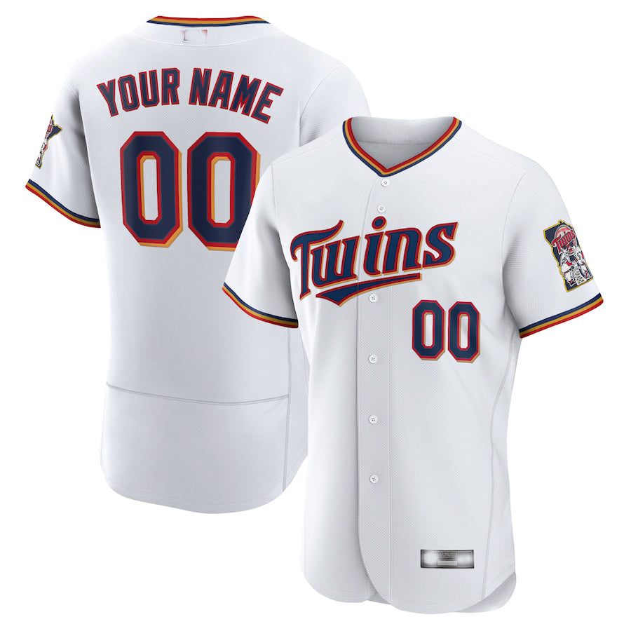 Baseball Jerseys Custom Minnesota Twins White Home Authentic Custom Patch Jersey 1461