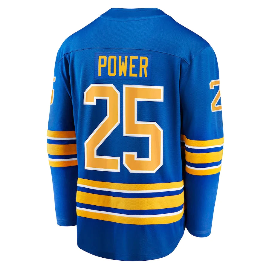 B.Sabres #25 Owen Power Fanatics Branded Home Breakaway Player Jersey  Royal Stitched American Hockey Jerseys 1264