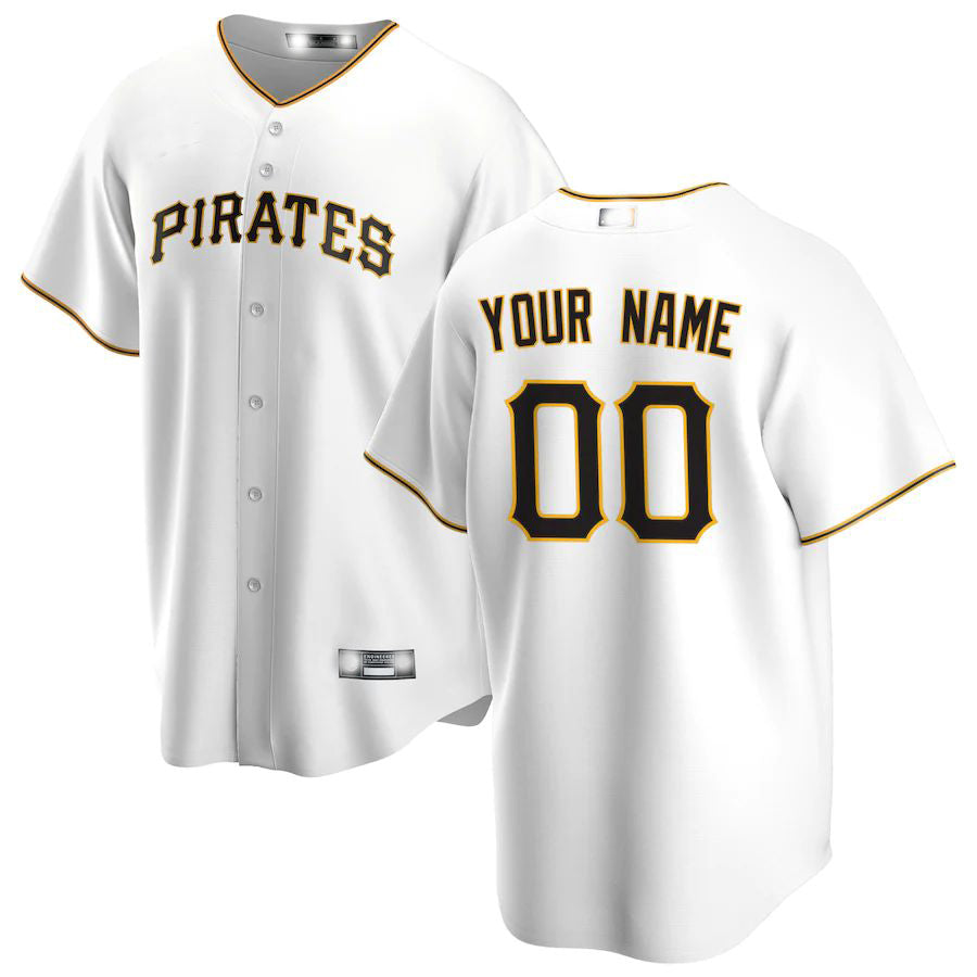 Baseball Jerseys Custom Pittsburgh Pirates White Home Replica Custom Jersey 1475