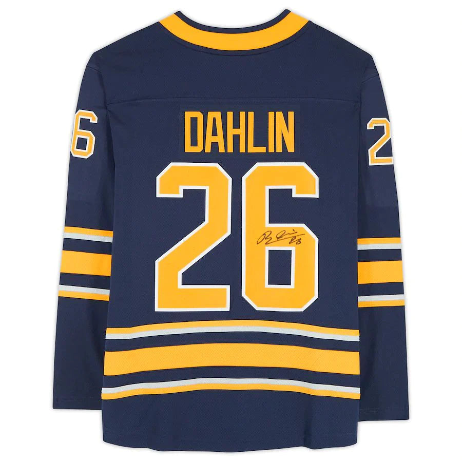 B.Sabres #26 Rasmus Dahlin Fanatics Authentic Autographed Navy Fanatics Breakaway Jersey Stitched American Hockey Jerseys 1267